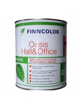 Краска OASIS HALL@OFFICE А  4 для стен и потолков устойчивая к мытью 0,9 л Финнколор
