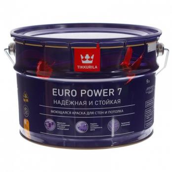 Краска ЕВРО POWER 7 А интерьерная стойкая к мытью матовая 9 л Тиккурила
