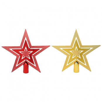 Звезда на елку фигурная СНОУ БУМ, 15см, пластик, красный, золото