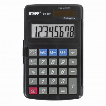 Калькулятор карманный STAFF STF-899 (117х74мм), 8 разрядов, двойное питание