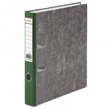 Папка-регистратор BRAUBERG фактура стандарт, с мраморным покрытием, 50 мм, зеленый корешок
