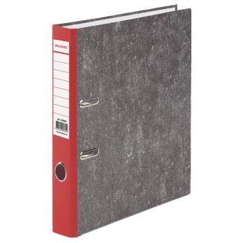 Папка-регистратор BRAUBERG фактура стандарт, с мраморным покрытием, 50 мм, красный корешок