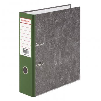Папка-регистратор BRAUBERG фактура стандарт, с мраморным покрытием, 80 мм, зеленый корешок