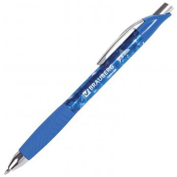 Ручка гелевая автоматическая с грипом BRAUBERG Metropolis Gel, печать, 0,6мм, линия 0,4мм (Синий)