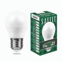 Лампа светодиодная Saffit G45 E27 11W(905lm) 4000K 4K матовая, пластик 80x45 SBG4511 55139