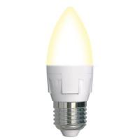 Лампа светодиодная диммируемая Uniel ЯРКАЯ свеча C37 E27 7W(600lm 240°) 3000К 2K матов. 37x109 LED-C37
