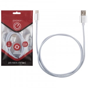 Energy кабель ET-01 USB(A)шт. - type C шт., 1 м, серебро, 6372
