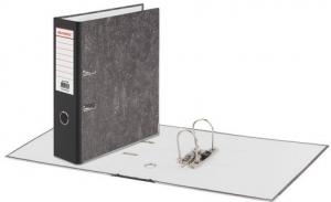 Папка-регистратор BRAUBERG, усиленный корешок, мраморное покрытие, 80 мм, с уголком, черная, 227188