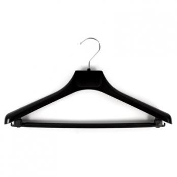 Вешалка-плечики для костюма 42х14см, размер 46-48 с металлическим крючком (Черный) 