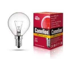 Camelion D E14 40W шар прозрачная 40/D/CL/E14